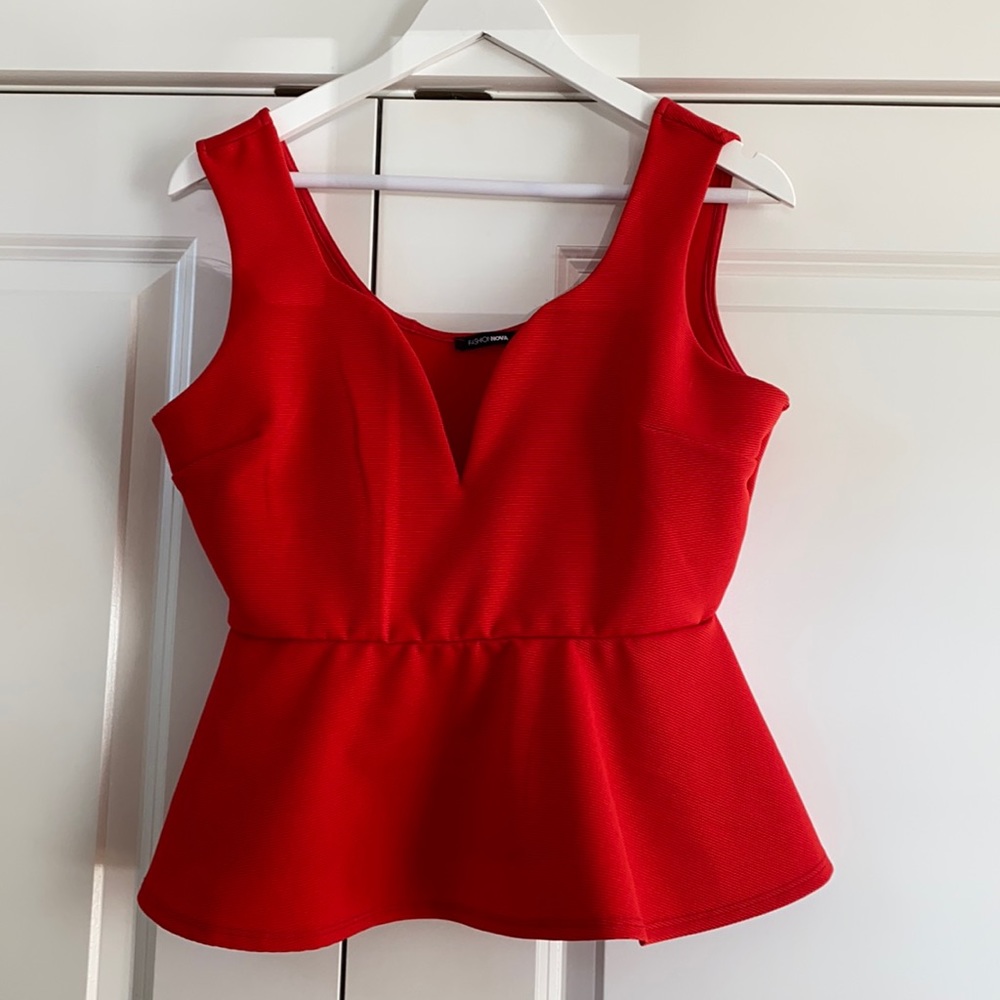 FashionNova Red Peplum Top
